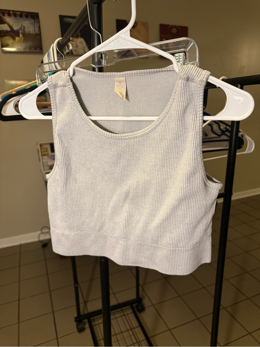 Yogalicious Light Gray Ribbed Tank Top